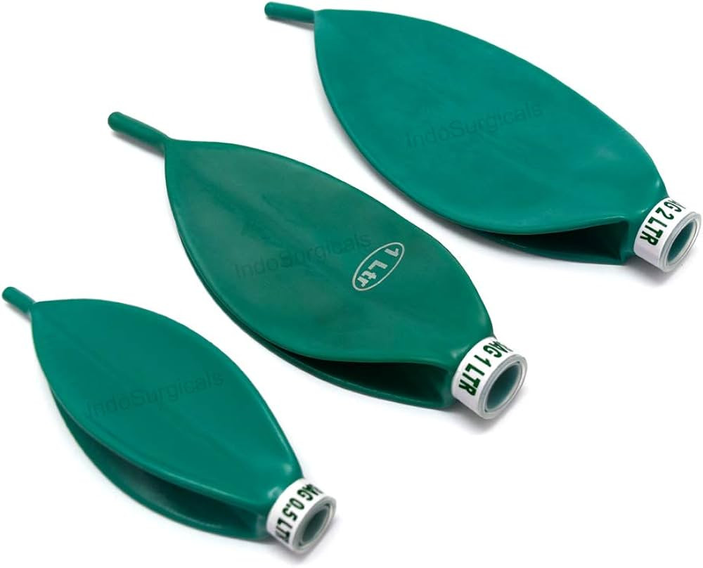Rebreathing Bags, Green Rubber (0.5 Litre)